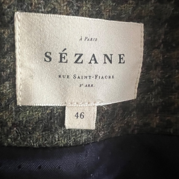 Sezane Houndstooth Blazer in Brown and Blue - Picture 6 of 7